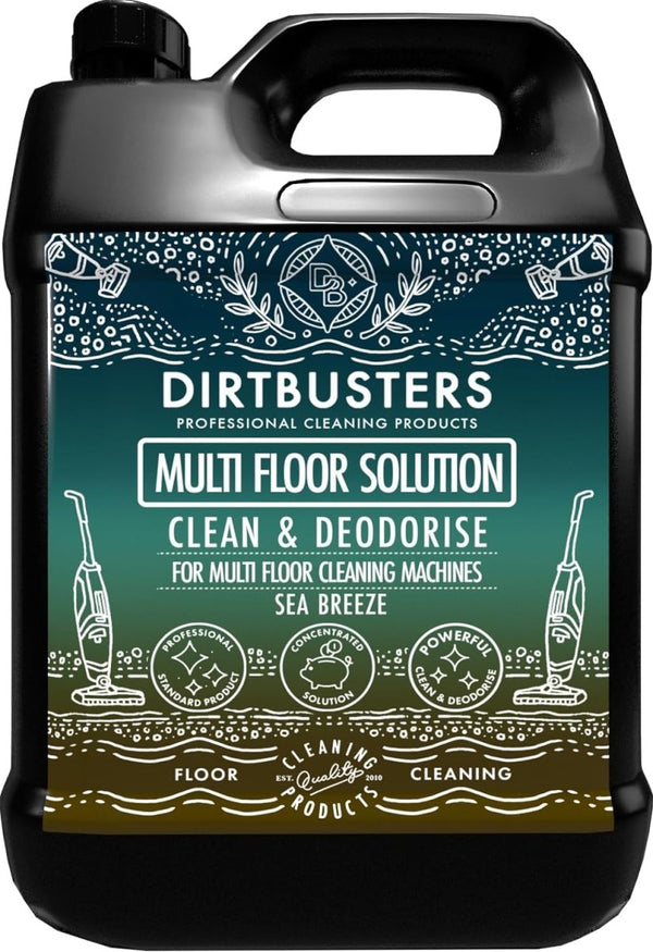 Dirtbusters Multi Floor Solution, Hard Floor Cleaner Liquid For Floor Cleaning Machines (5L) - dirtbusters.co.uk