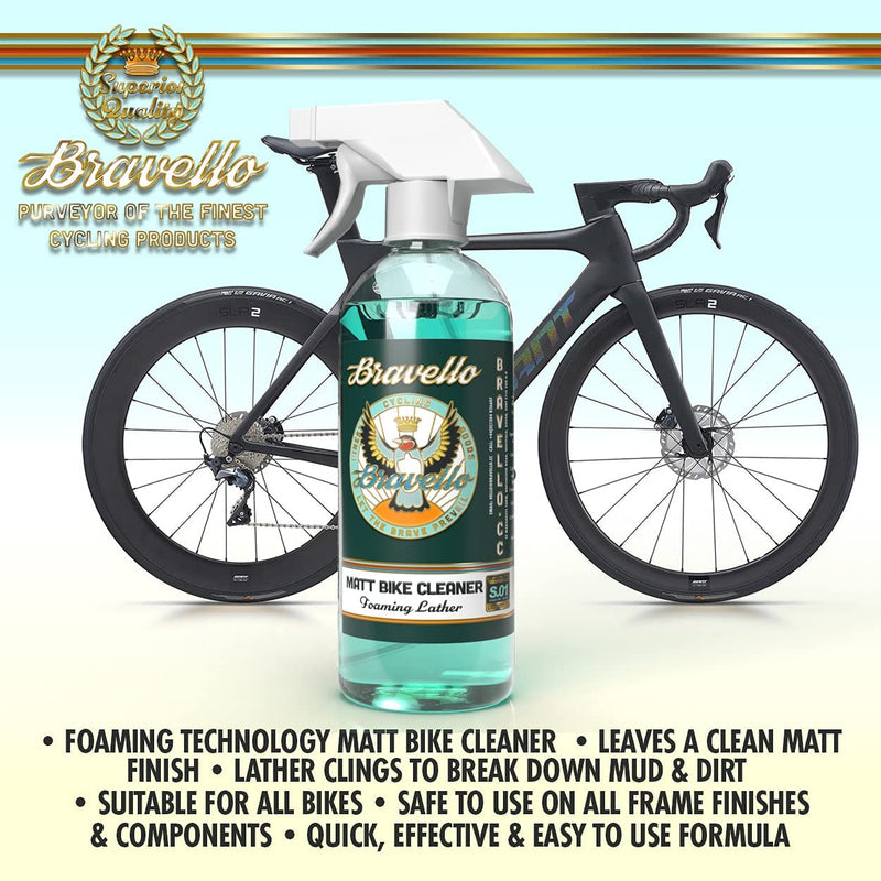 Bravello Foaming Matt Frame Bike Cleaner, Bicycle Cleaning Spray For All Matt Frames (1 Litre) - dirtbusters.co.uk