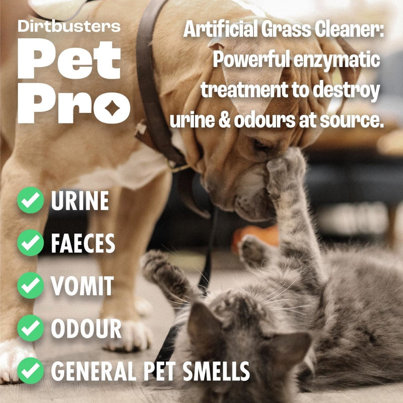 Dirtbusters Pet Pro Artificial Grass Cleaner For Dogs & Cats, 3-in-1 Clean, Remove Stains, Urine & Deodorise With Reactivating Odour Eliminator (5L) - dirtbusters.co.uk
