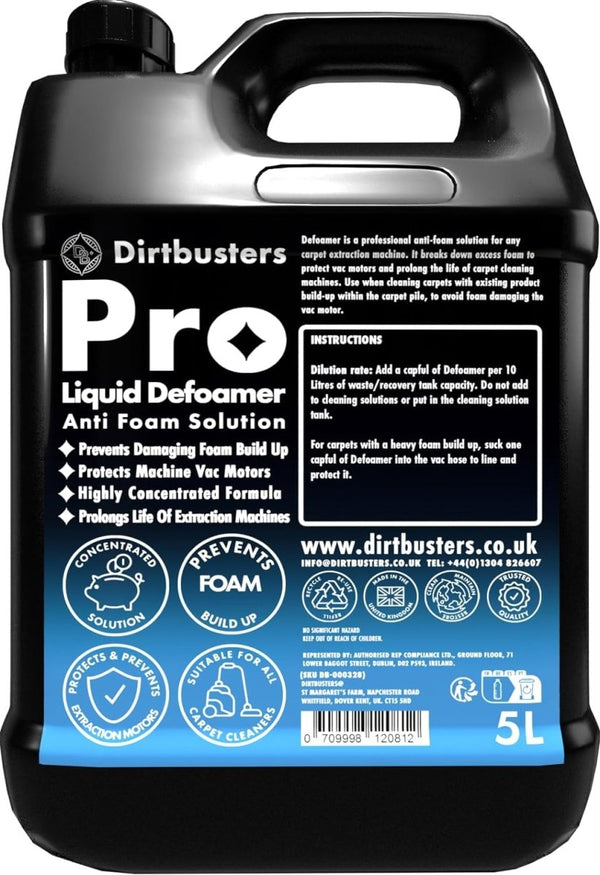 Carpet Cleaner Defoamer Solution, Anti Foam Agent For All Extraction Machines (5L) - dirtbusters.co.uk