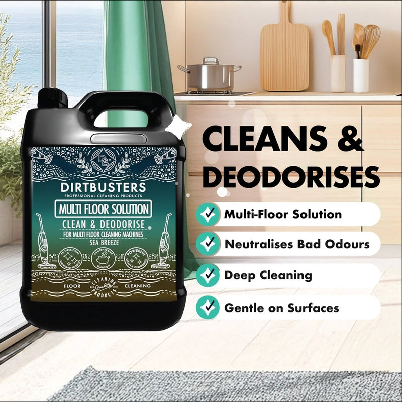 Dirtbusters Multi Floor Solution, Hard Floor Cleaner Liquid For Floor Cleaning Machines (5L) - dirtbusters.co.uk