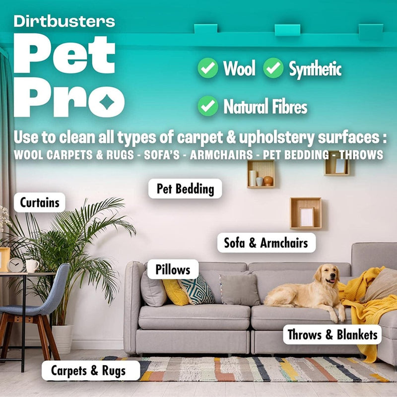 Dirtbusters Pet Pro Antibacterial Carpet Cleaner Shampoo Solution, Kills 99.99% Of Bacteria (5L) - dirtbusters.co.uk