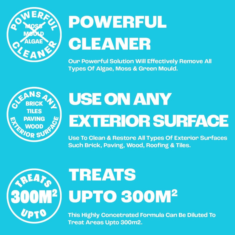 Dirtbusters Pro Patio Cleaner Algae & Mould Remover Concentrate (5L), Spray And Leave Moss Remover & Decking Cleaner Formula For Fence, Brick, Slab & All Types Of Outdoor Surfaces - dirtbusters.co.uk