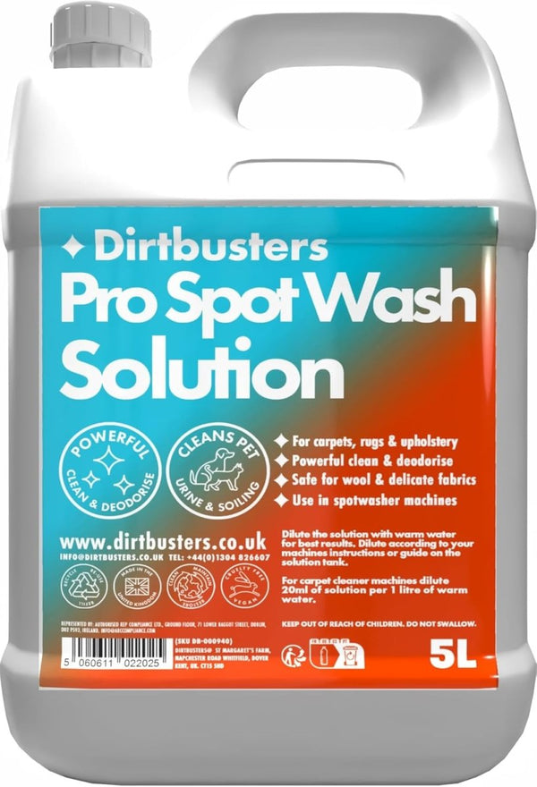 Dirtbusters Spotwash Carpet Cleaner Shampoo Solution (5L) - dirtbusters.co.uk