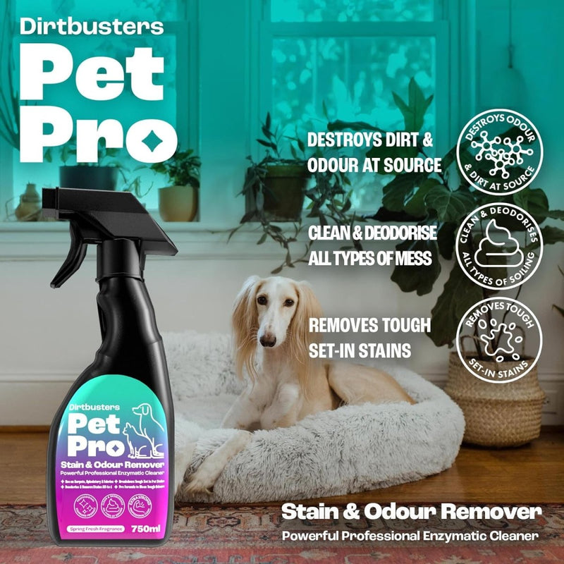 Pet Pro Stain & Odour Remover Spray, Powerful Professional Cleaner for Carpet, Upholstery & Fabrics (750ml)