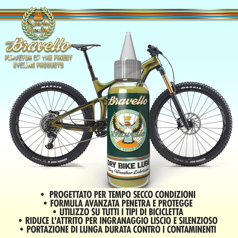 Bravello Dry Chain Lube, Bike Lubricant Oil Suitable For All Bicycles (100 ml) - dirtbusters.co.uk