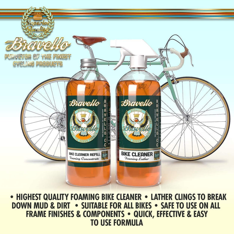 Bravello Foaming Bike Cleaner Kit, 6 Litres Of Cleaner, 1 Litre Concentrate Refill & 1 Litre Spray - dirtbusters.co.uk