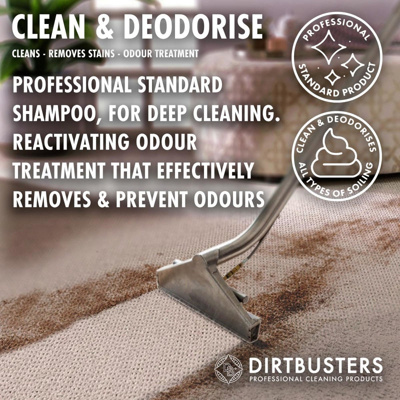 Clean & Deodorise Carpet Shampoo, 3-in-1, Spring Fresh (1L) - dirtbusters.co.uk