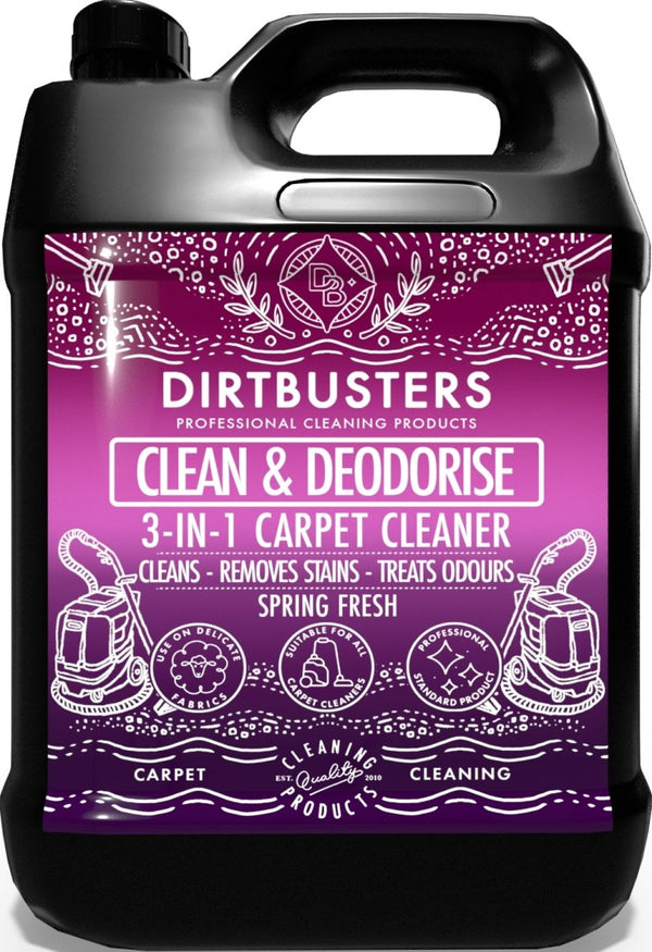 Clean & Deodorise Carpet Shampoo, 3-in-1, Spring Fresh (5L) - dirtbusters.co.uk