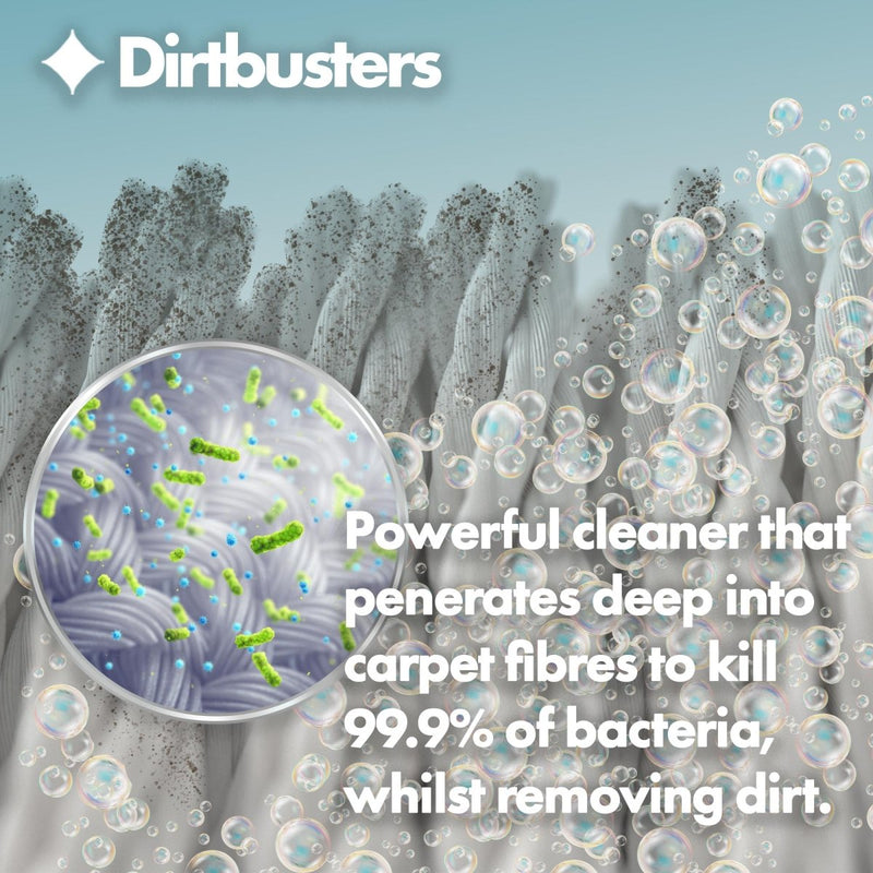 Dirtbusters Antibacterial Carpet Cleaner Shampoo Solution, Kills 99.99% Of Bacteria (5L) - dirtbusters.co.uk