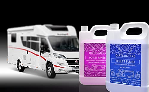 Dirtbusters Caravan Motorhome Toilet Chemicals Rinse & Fluid Flush Solution Formaldehyde Free, Pink & Blue (2x2 Litre) - dirtbusters.co.uk