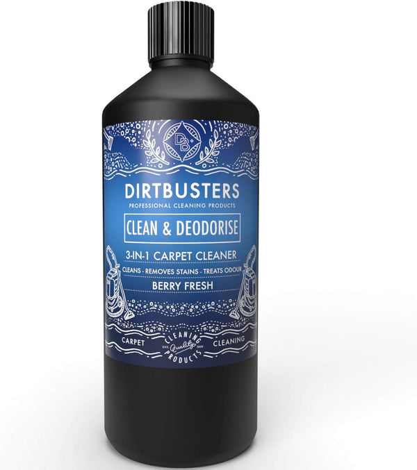 Dirtbusters Clean & Deodorise 3-in-1 Carpet Upholstery Extraction Shampoo Cleaner Berry Fresh (1 Litre) - dirtbusters.co.uk