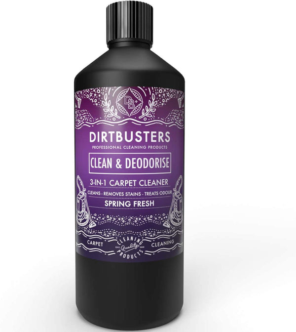 Dirtbusters Clean & Deodorise 3-in-1 Carpet Upholstery Extraction Shampoo Cleaner Spring Fresh (1 Litre) - dirtbusters.co.uk