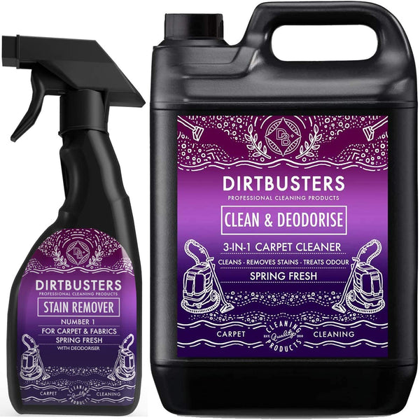Dirtbusters Clean & Deodorise Carpet Upholstery Extraction Shampoo & Stain Remover, Spring Fresh (5.75 Litre) - dirtbusters.co.uk