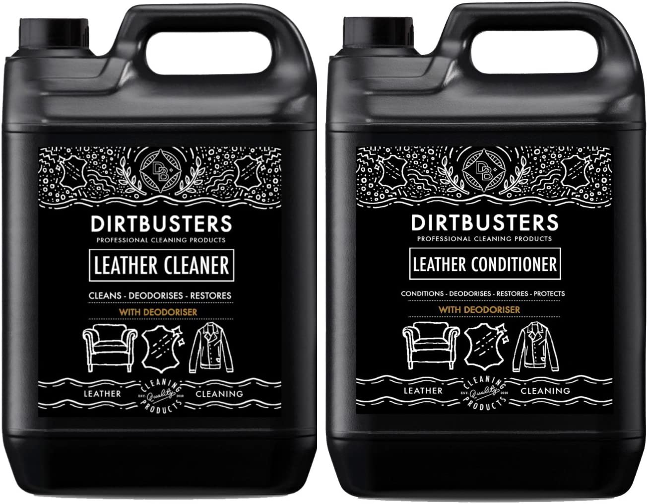 Leather Cleaner & Conditioner Deodoriser (2 x 5 Litres) Dirtbusters