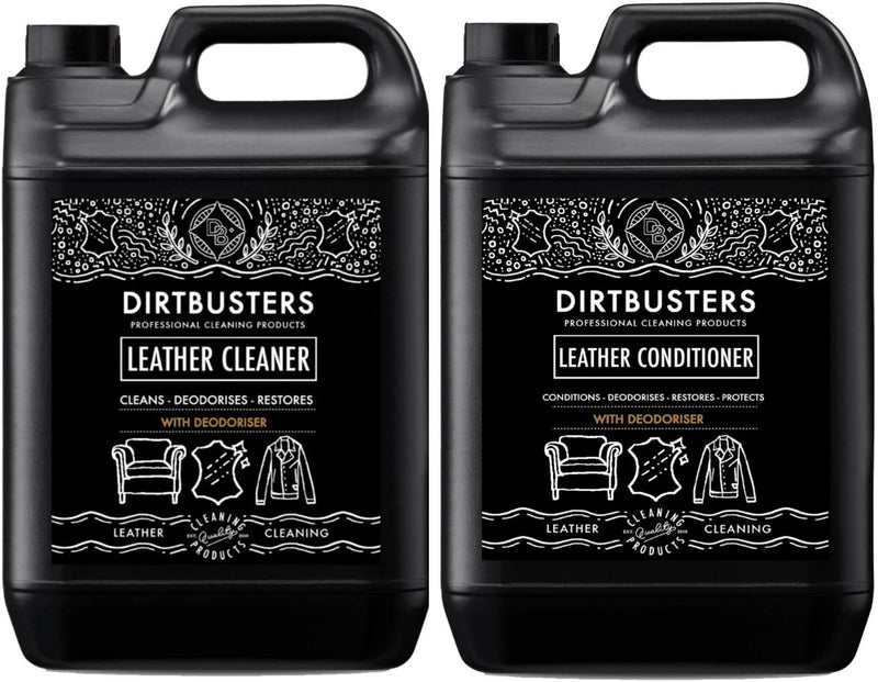 Dirtbusters Deodorising Leather Cleaner & Conditioner, Clean, Deodorise & Restore (2x5 Litre) - dirtbusters.co.uk