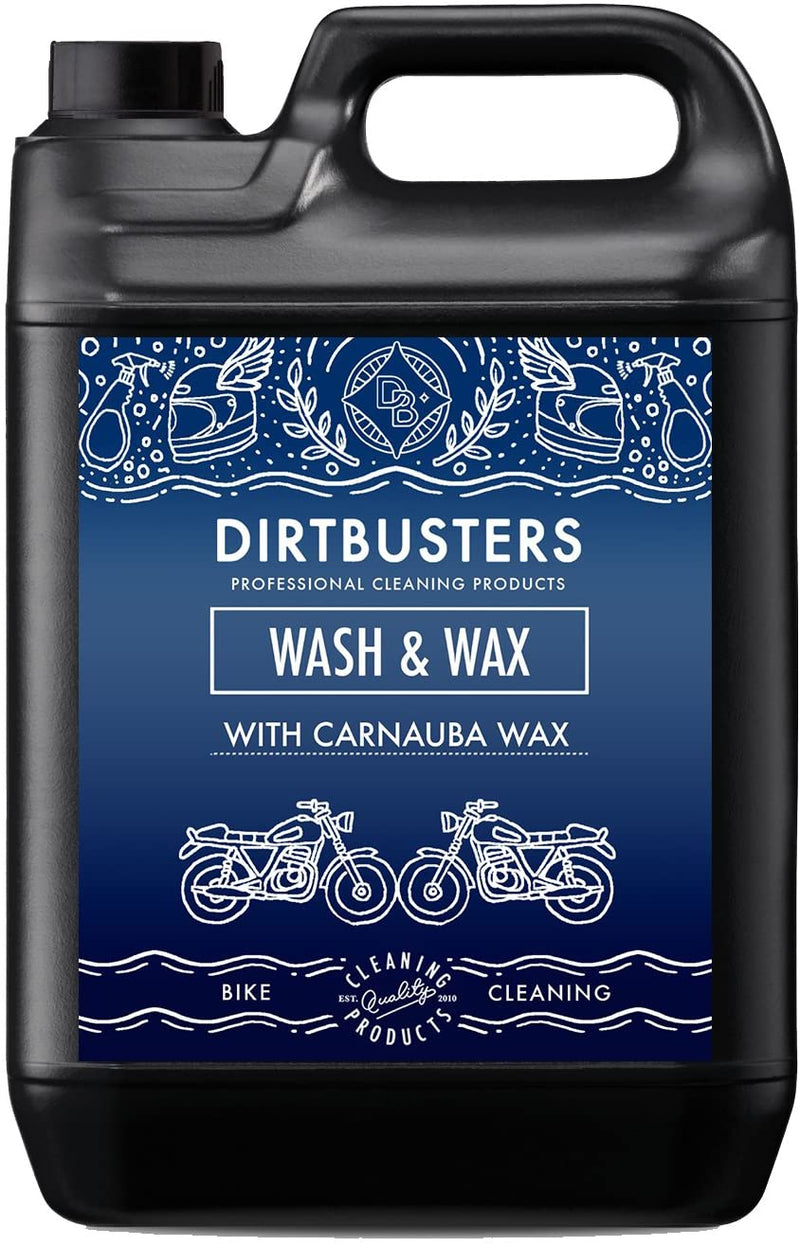 Dirtbusters Motorbike Wash & Wax Cleaning Shampoo, With Carnauba Wax (5 Litres) - dirtbusters.co.uk