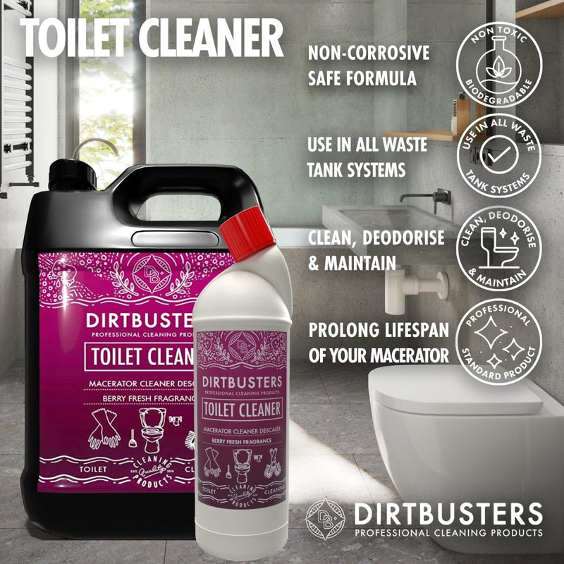 Macerator Toilet Cleaner Descaler For Saniflo, Septic Tank Safe, Berry Fresh (5L) - dirtbusters.co.uk